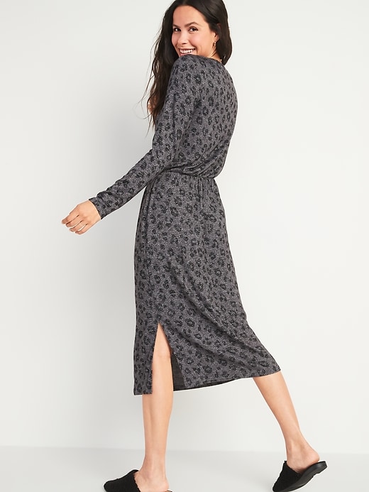 Image number 2 showing, Waist-Defined Long-Sleeve Midi T-Shirt Dress