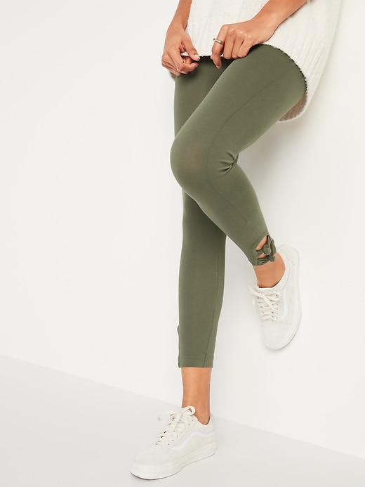 View large product image 1 of 1. High-Waisted Knotted-Hem Leggings For Women