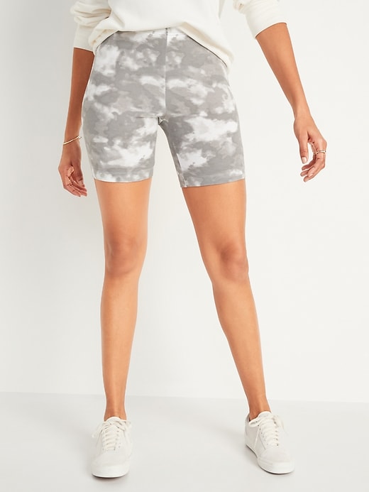 View large product image 1 of 1. High-Waisted Printed Bike Shorts for Women -- 7-inch inseam
