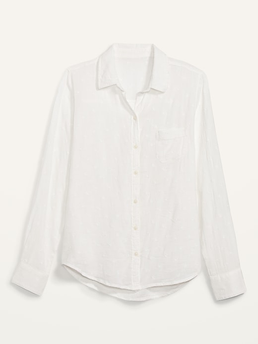 View large product image 1 of 2. Tonal-Embroidered Classic Shirt for Women