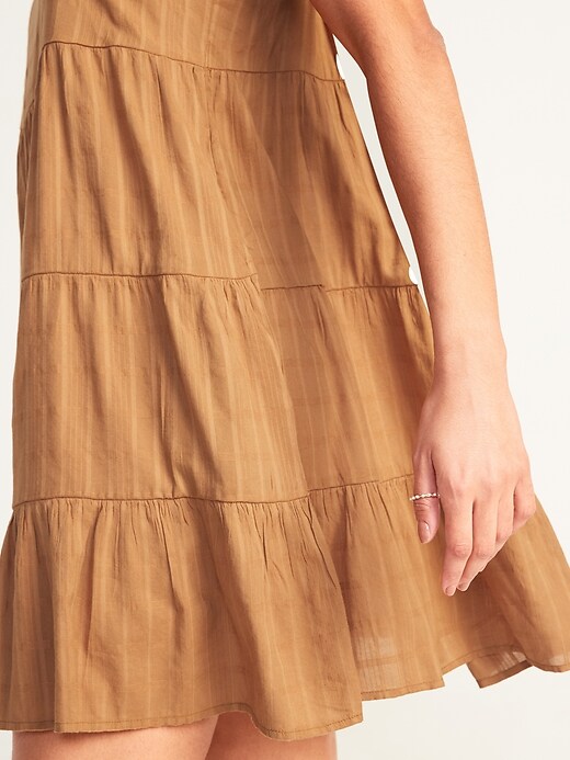 Image number 3 showing, Sleeveless Tiered Dobby Swing Dress