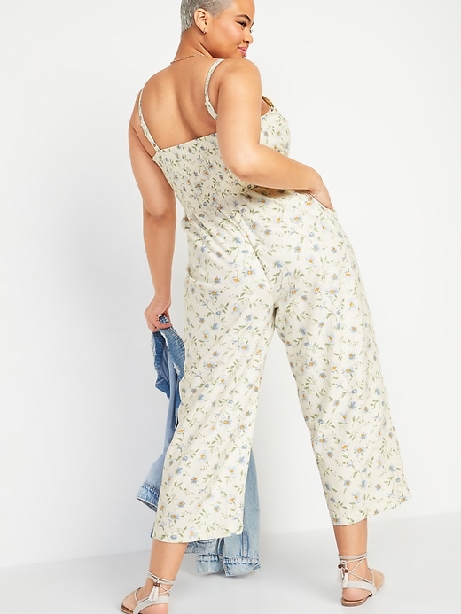 Image number 2 showing, Sleeveless Linen-Blend Floral-Print Jumpsuit