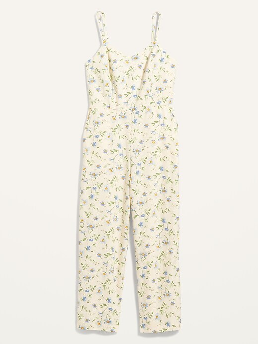 Image number 4 showing, Sleeveless Linen-Blend Floral-Print Jumpsuit