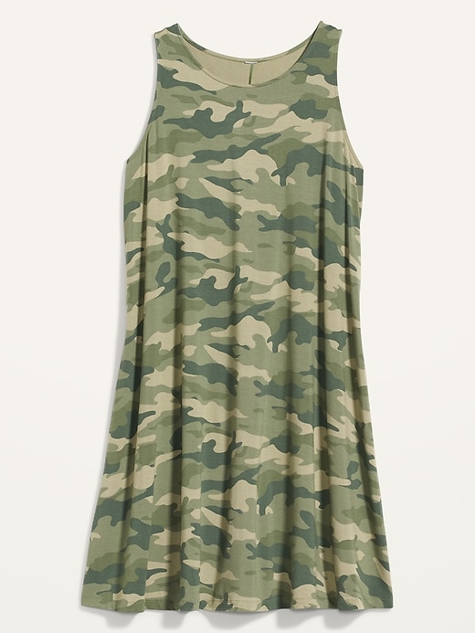 View large product image 2 of 2. Sleeveless Jersey-Knit Swing Dress