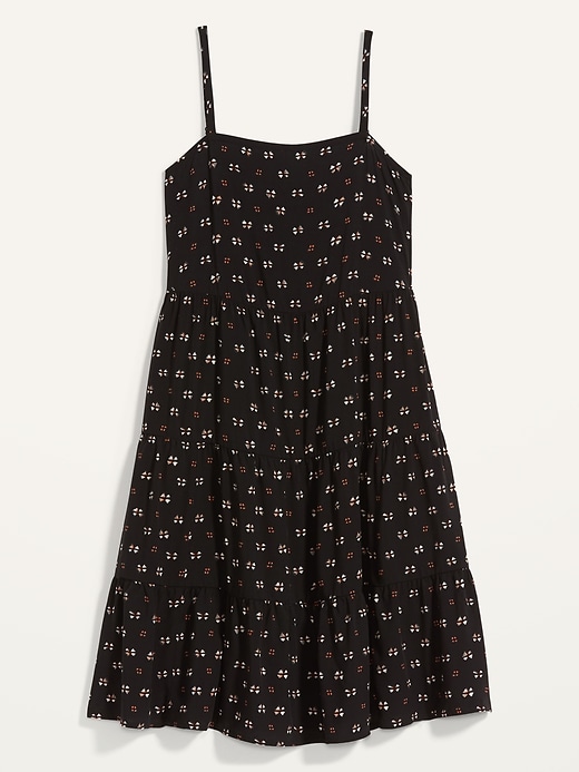 View large product image 2 of 2. Printed Sleeveless Tiered Swing Dress