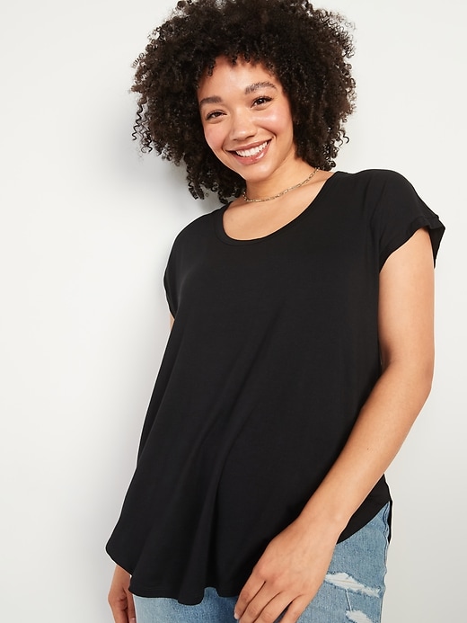 View large product image 1 of 2. Luxe Scoop-Neck Tunic Tee