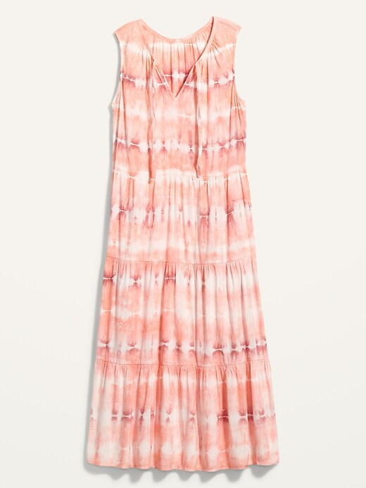 Image number 4 showing, Tiered Tie-Neck Tie-Dyed Midi Swing Dress for Women