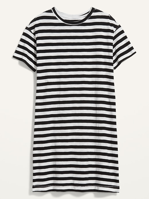 View large product image 2 of 2. Loose Vintage Striped Slub-Knit T-Shirt Shift Dress