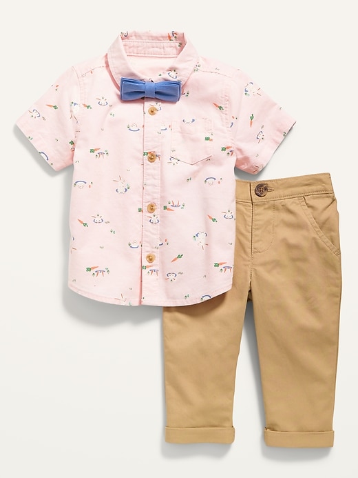 View large product image 1 of 2. Printed Oxford Shirt and Solid Twill Pants Set for Baby