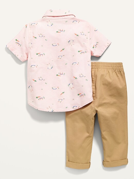 View large product image 2 of 2. Printed Oxford Shirt and Solid Twill Pants Set for Baby