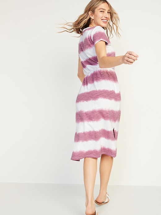Image number 2 showing, Waist-Defined Tie-Dye Stripe Midi Dress
