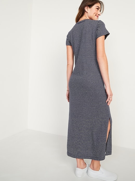 Image number 2 showing, Striped Linen-Blend Maxi T-Shirt Shift Dress