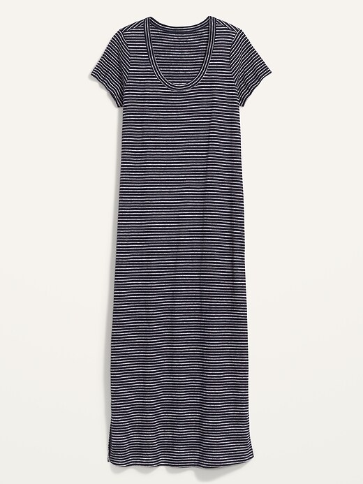 Image number 4 showing, Striped Linen-Blend Maxi T-Shirt Shift Dress