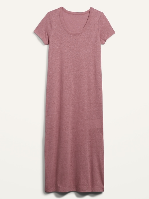 Image number 4 showing, Linen-Blend Maxi T-Shirt Shift Dress