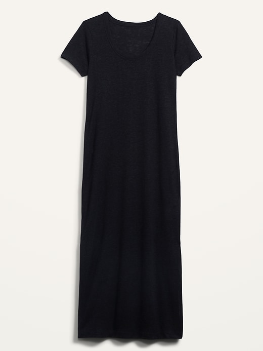 View large product image 2 of 2. Linen-Blend Maxi T-Shirt Shift Dress