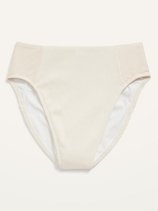 View large product image 2 of 2. High-Waisted Texture-Rib French-Cut Swim Bottoms