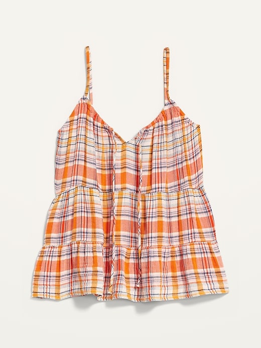 Image number 4 showing, Plaid Tie-Front Tiered Sleeveless Top
