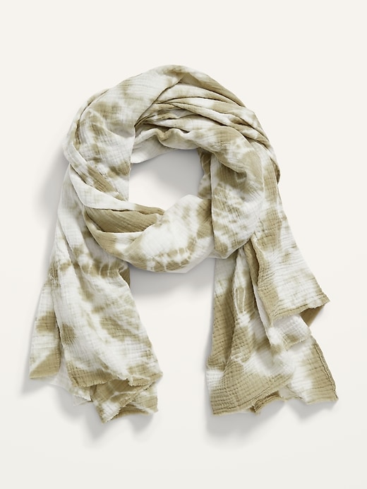 View large product image 2 of 2. Crinkle-Textured Tie-Dye Gauze Scarf for Women