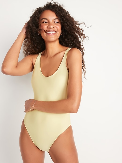 Image number 1 showing, Scoop-Neck French-Cut One-Piece Swimsuit
