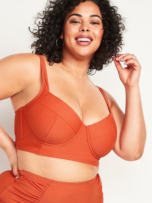 View large product image 1 of 1. Long-Line Underwire Plus-Size Bralette Swim Top
