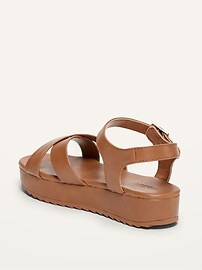 View large product image 3 of 3. Faux-Leather Platform Sandals for Girls