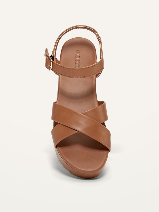 View large product image 2 of 3. Faux-Leather Platform Sandals for Girls