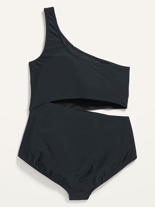 Image number 4 showing, One-Shoulder Side-Cutout Plus-Size One-Piece Swimsuit