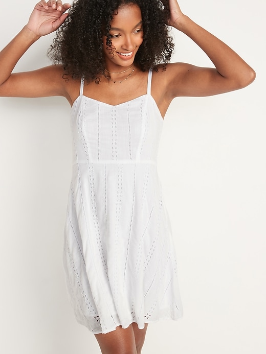 Image number 1 showing, Eyelet Cami Fit & Flare Dress for Women