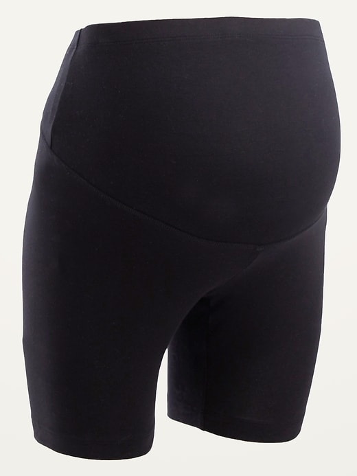 View large product image 1 of 1. Maternity Full Panel Jersey Biker Shorts -- 7-inch inseam