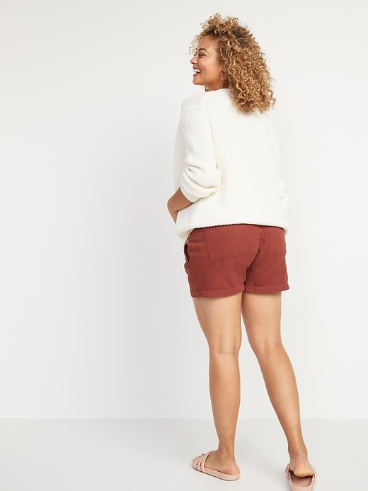 Image number 2 showing, Maternity Rollover-Waist Textured-Twill Shorts -- 4-inch inseam