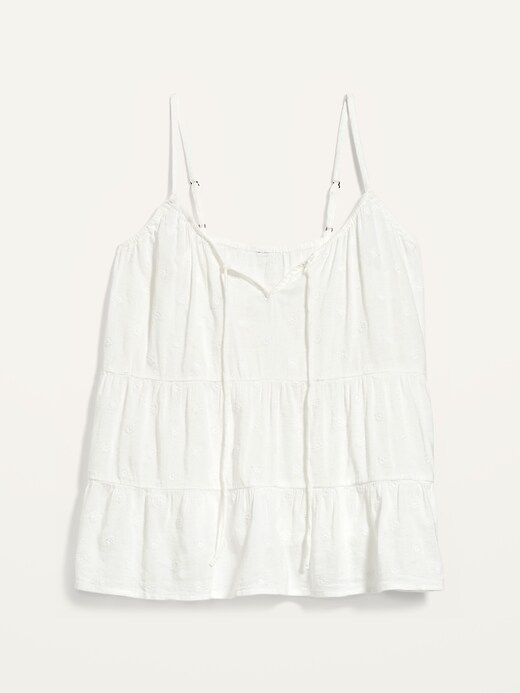 Image number 4 showing, Embroidered Tie-Front Tiered Sleeveless Top