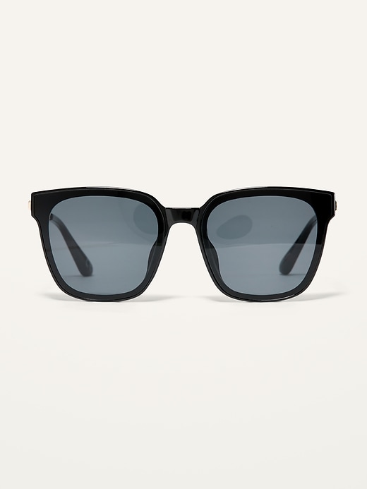 View large product image 1 of 3. Black Square-Frame Sunglasses for Women