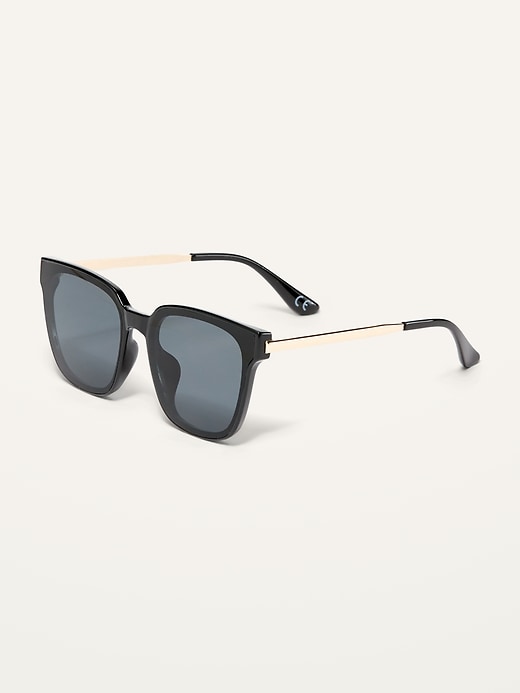 View large product image 2 of 3. Black Square-Frame Sunglasses for Women