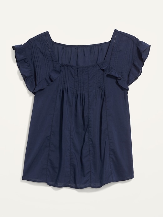 Image number 4 showing, Oversized Pintucked Short-Sleeve Swing Blouse