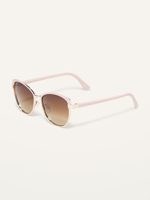 View large product image 2 of 3. Pink/Gold Cat-Eye Sunglasses For Women