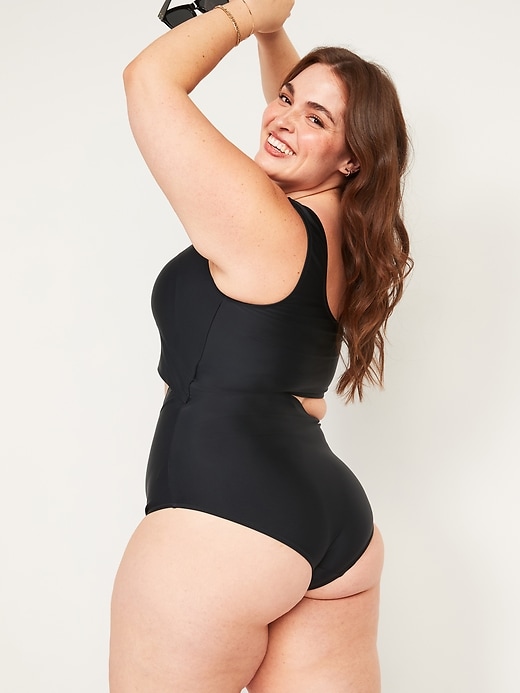 Image number 2 showing, One-Shoulder Side-Cutout Plus-Size One-Piece Swimsuit