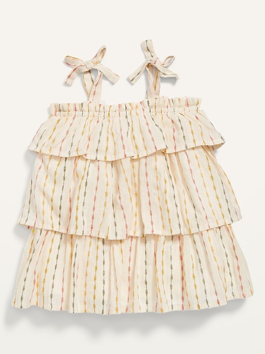 View large product image 2 of 2. Tiered Sleeveless Tie-Shoulder Swing Dress for Baby