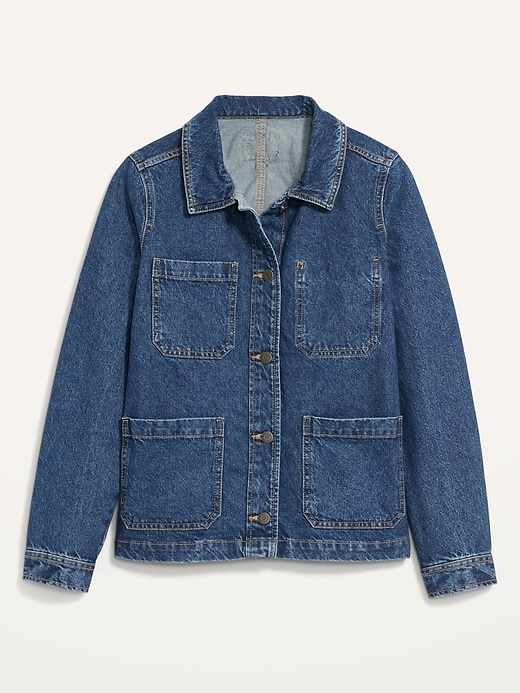 Image number 4 showing, Medium-Wash Jean Chore Jacket for Women