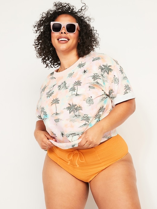 Image number 3 showing, High-Waisted Secret-Smooth Textured Plus-Size French-Cut Swim Bottoms