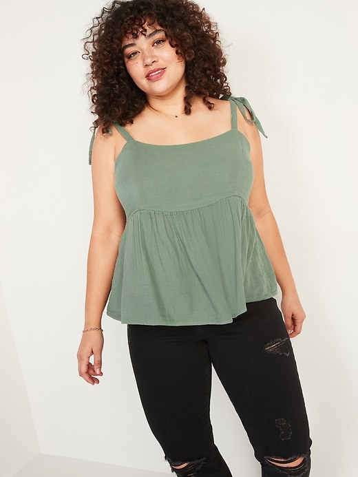 Image number 1 showing, Tie-Strap Waist-Defined Swing Cami