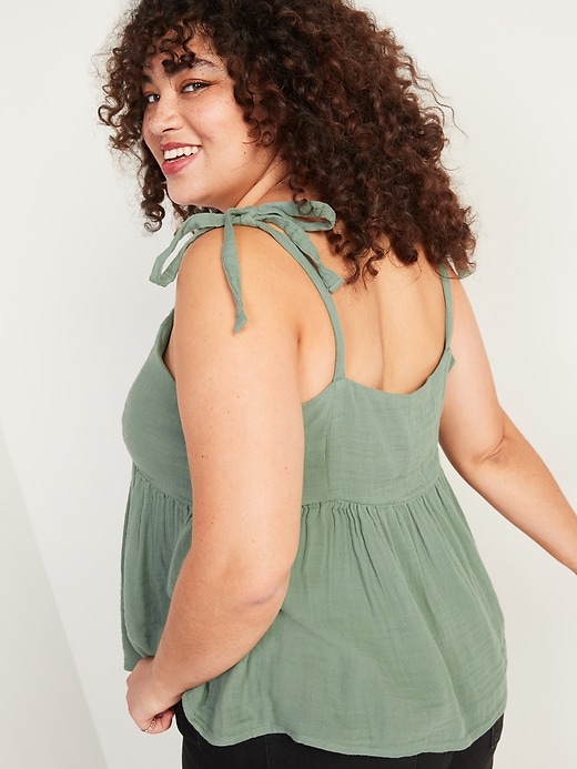Image number 2 showing, Tie-Strap Waist-Defined Swing Cami