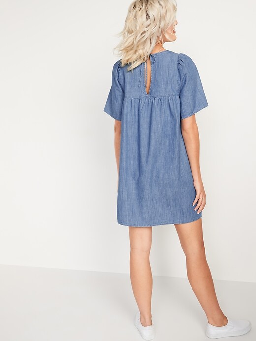 Image number 2 showing, Chambray Tie-Back Swing Dress