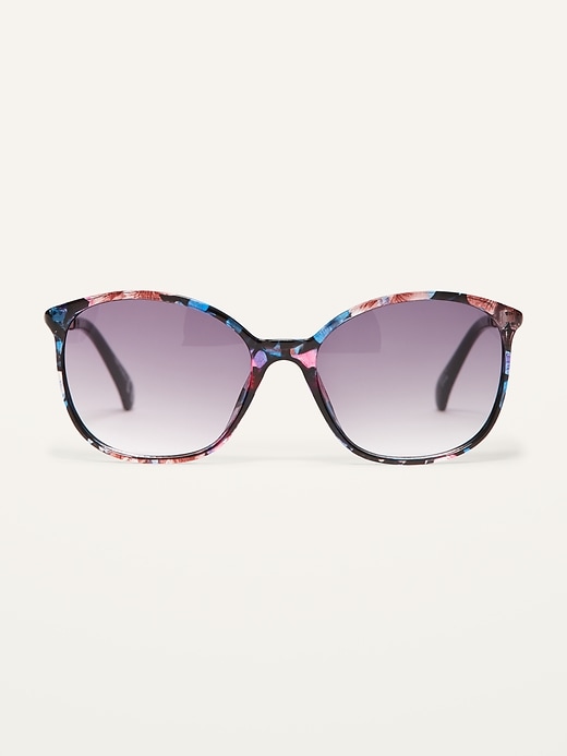 View large product image 1 of 3. Multi-Color Marbled Square-Frame Sunglasses