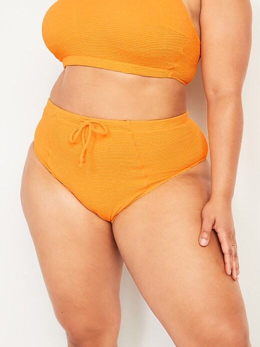 Image number 1 showing, High-Waisted Secret-Smooth Textured Plus-Size French-Cut Swim Bottoms