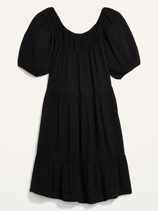 View large product image 2 of 2. Tiered Puff-Sleeve Swing Dress