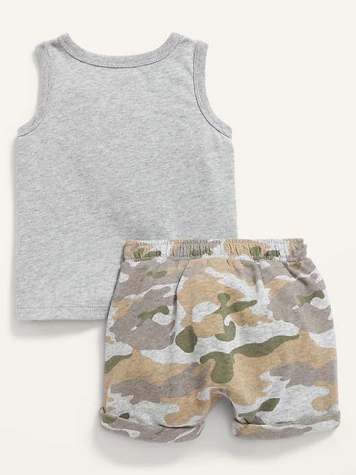 View large product image 2 of 2. Graphic Tank Top & Camo Sweat Shorts 2-Pack for Baby