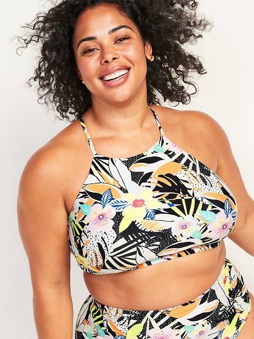 Image number 1 showing, High-Neck Cropped Plus-Size Tankini Swim Top
