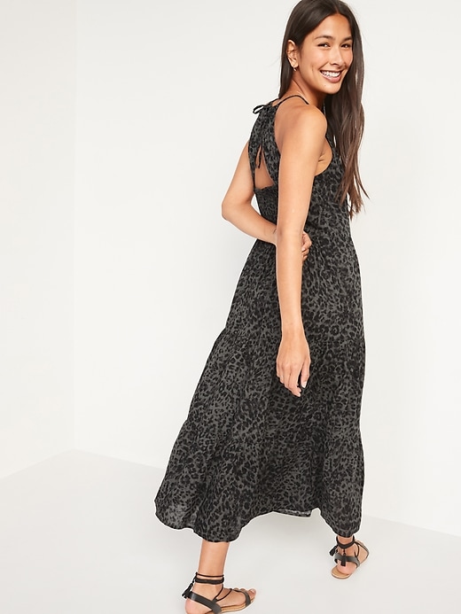 Image number 2 showing, Sleeveless Tiered Leopard-Print Maxi Swing Dress