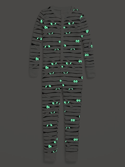 View large product image 2 of 2. Matching Glow-In-The-Dark Mummy Gender-Neutral Snug-Fit One-Piece Pajamas For Kids
