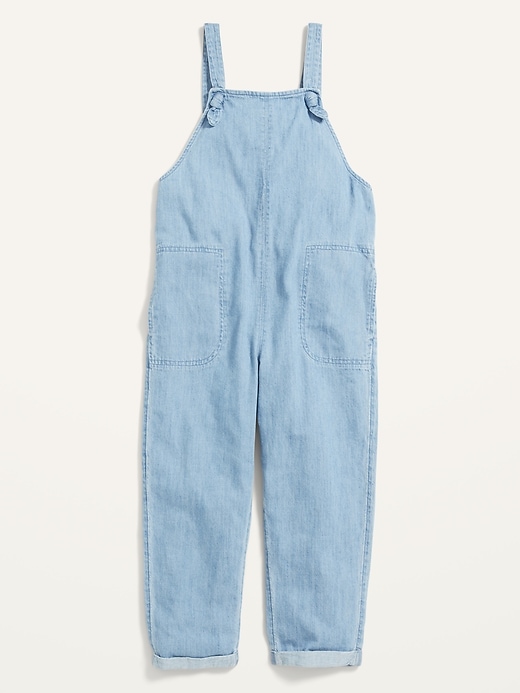 View large product image 1 of 2. Knotted-Strap Chambray Jumpsuit for Girls